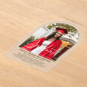 フォトアーモダンチスクリプトの卒業発表 アクリル招待状 (レイダウン)