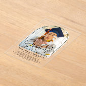 フォトアーモダンチスクリプトの卒業発表 アクリル招待状 (レイダウン)