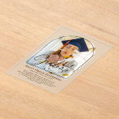 フォトアーモダンチスクリプトの卒業発表 アクリル招待状 (レイダウン)