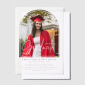 フォトアーモダンチスクリプトの卒業発表 ベラム紙招待状 (オフセット)