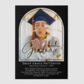 フォトアーモダンチスクリプトの卒業発表 ベラム紙招待状 (正面)