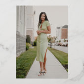 フォトアーモダンチスクリプトの卒業発表 箔招待状 (裏面)