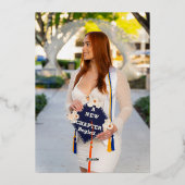 フォトアーモダンチスクリプトの卒業発表 箔招待状 (裏面)