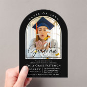 フォトアーモダンチ卒業生脚卒業パーティー アクリル招待状 (インサイチュ (ポータブル))