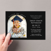 フォトアーモダンチ卒業生脚卒業パーティー アクリル招待状 (インサイチュ (ポータブル))