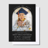 フォトアーモダンチ卒業生脚卒業パーティー ベラム紙招待状 (オフセット)