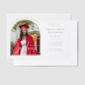 フォトアーモダンチ卒業生脚卒業パーティー ベラム紙招待状 (オフセット)