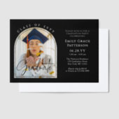 フォトアーモダンチ卒業生脚卒業パーティー ベラム紙招待状 (オフセット)