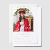 フォトアーモダンチ卒業生脚卒業パーティー ベラム紙招待状 (オフセット)