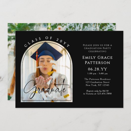 フォトアーモダンチ卒業生脚卒業パーティー 招待状 (正面/裏面)