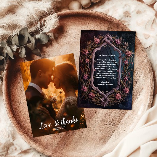 フォトアールヌーボーフローラハロウィン結婚ズ サンキューカード