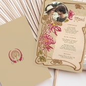 フォトアールヌーボー結婚のディナーメニュー 招待状