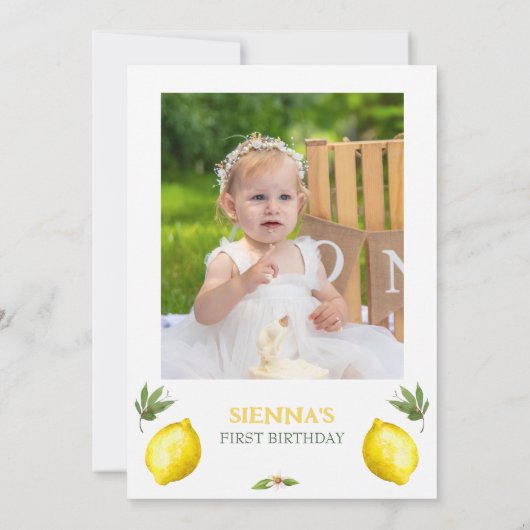 フォトイエローガールズメインスクイーズ1st誕生日 招待状 (裏面)