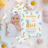 フォトイエロースイートワンパイナップル1st誕生日 招待状