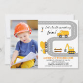 フォトイエロービルドおもしろい建築1st誕生日 招待状 (正面)