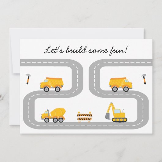 フォトイエロービルドおもしろい建築1st誕生日 招待状 (裏面)