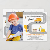 フォトイエロービルドおもしろい建築1st誕生日 招待状 (正面/裏面)