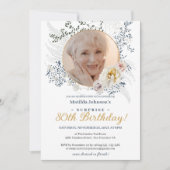 フォトイエローフローラサプライズ80th誕生日パーティー 招待状 (正面)