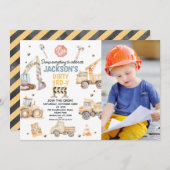 フォトイエローボーイズ建築ダーティ3rdy誕生日 招待状 (正面/裏面)