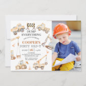 フォトイエロー建築ダーティ3歳3歳の誕生日 招待状 (正面)