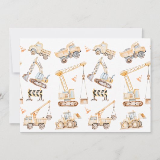 フォトイエロー建築ダーティ3歳3歳の誕生日 招待状 (裏面)