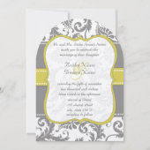 フォトイエロー&グレーヴィンテージダマスクウェディング招待状 招待状 (正面)