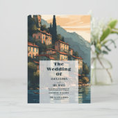 フォトイタリアコモ湖の目的地の結婚式 招待状 (スタンド正面)