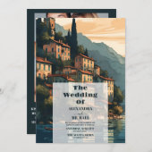 フォトイタリアコモ湖の目的地の結婚式 招待状 (正面/裏面)