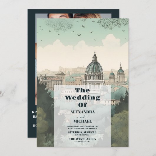 フォトイタリアローマデスティネーションウェディング 招待状 (正面/裏面)