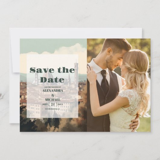 フォトイタリエレガントアルフィレンツェ行き先結婚式 セーブザデート (正面)