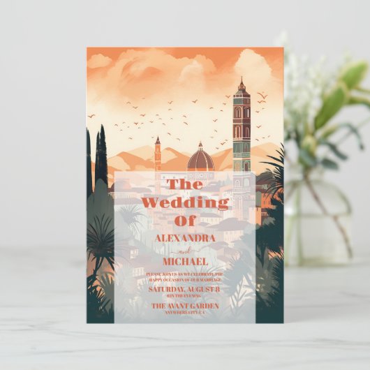 フォトイタリエレガントアルフィレンツェ行き先結婚式 招待状 (スタンド正面)