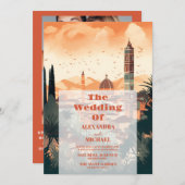 フォトイタリエレガントアルフィレンツェ行き先結婚式 招待状 (正面/裏面)