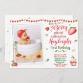 フォトイチゴ誕生日の招待ベリースイート 招待状 (正面/裏面)