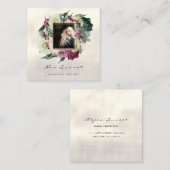 フォトイベントプランナーメイクアップアーティストの緑 スクエア名刺 (正面/裏面)