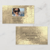 フォトイベントメイクアップアーティストレザーきらめく金ゴールド 名刺 (正面/裏面)