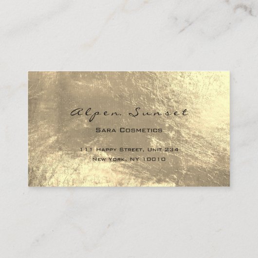 フォトイベントメイクアップアーティストレザーきらめく金ゴールド 名刺 (裏面)