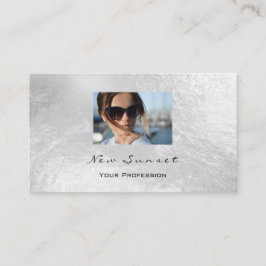 フォトイベントメイクアップアーティストレザーシルバーグレー 名刺