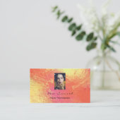 フォトイベントメイクアップリビングコーラルレザー金ゴールドルクス 名刺 (スタンド正面)