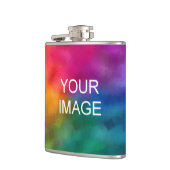 フォトイメージまたはロゴをここにアップロードするテンプレート フラスク (左)