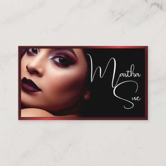 フォトイメージテンプレートインフルエンサーのモデルレッドクラシック画像 名刺 (正面)