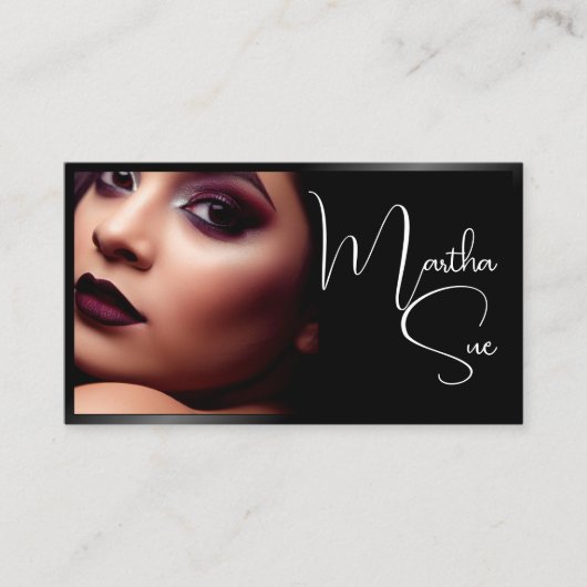 フォトイメージテンプレートインフルエンサーモデルブラッククラス 名刺 (正面)