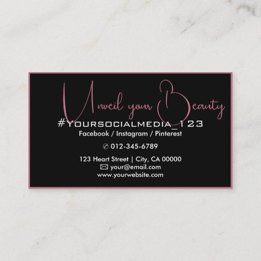 フォトイメージテンプレートブラックプラム薄縁ど枠枠 名刺 (裏面)