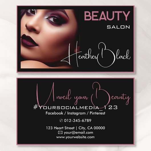 フォトイメージテンプレートブラックプラム薄縁ど枠枠 名刺