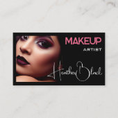 フォトイメージテンプレートプレーンクラシックブラックピンクグラム 名刺 (正面)