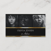 フォトイメージテンプレートラグジュアリーゴールデンブラックサロン 名刺 (正面)