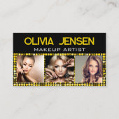 フォトイメージテンプレートラグジュアリーバラ金ゴールドグリッターグラム 名刺 (正面)