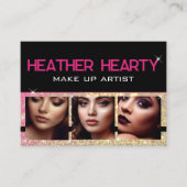 フォトイメージテンプレートラグジュアリーバラ金ゴールドグリッターグラム 名刺 (正面)