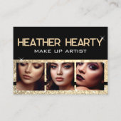 フォトイメージテンプレートラグジュアリー金ゴールドグリッタースター 名刺 (正面)