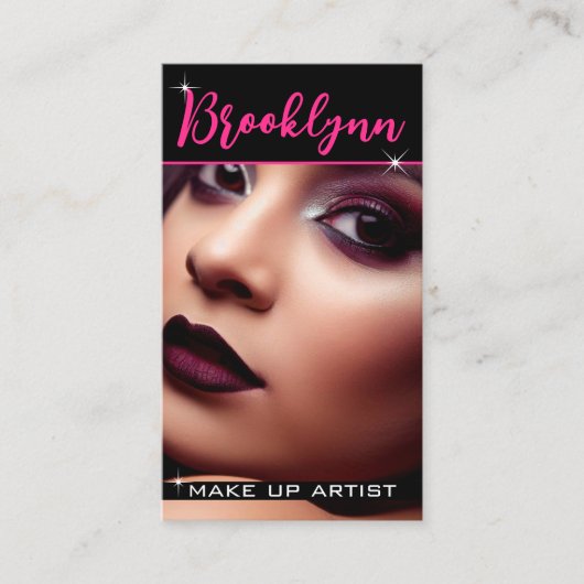 フォトイメージモダンテンプレートクールガーリーピンクスローガン 名刺 (正面)