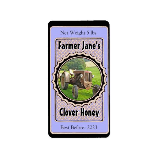 フォトインサートラベンダーブルーハニージャー ラベル (正面)